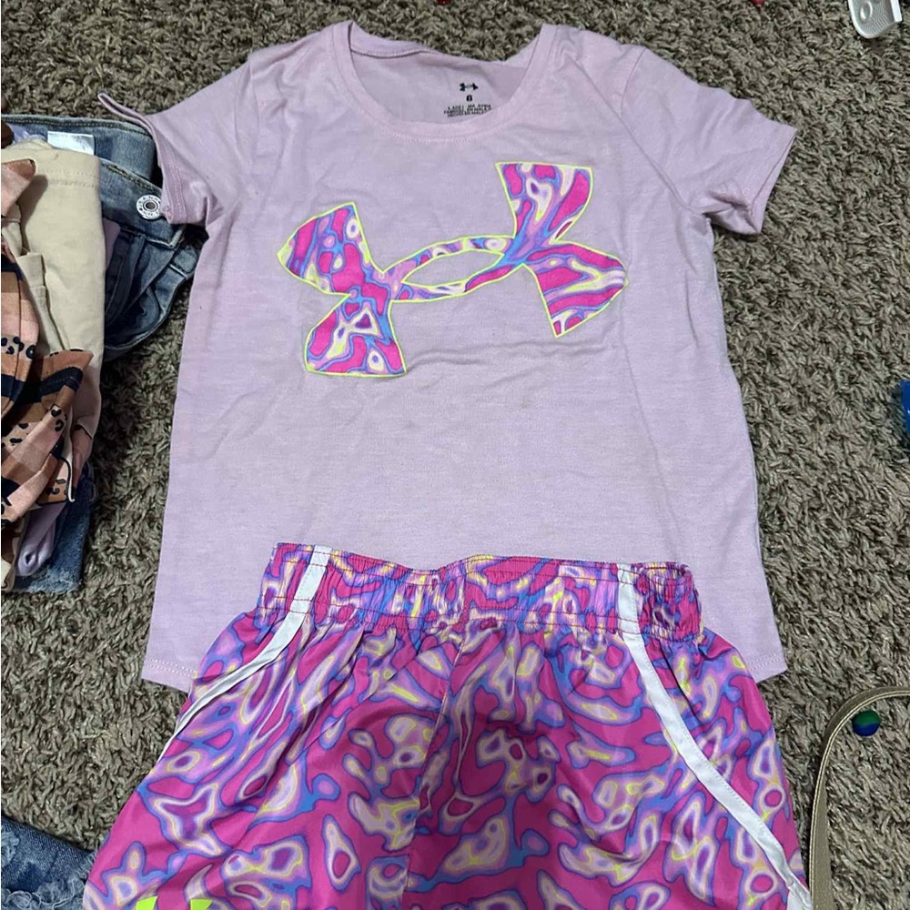 Under Armour Light Pink and Vibrant Shorts Set